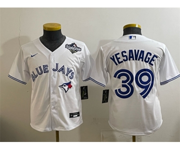 Youth Toronto Blue Jays #39 Trey Yesavage White 2025 World Series Cool Base Stitched Baseball Jersey