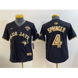 Youth Toronto Blue Jays #4 George Springer Black Gold 2025 American League Champions Limited Stitched Baseball Jersey Youth Toronto Blue Jays #4 George Springer Black Gold 2025 American League Champions Limited Stitched Baseball Jersey