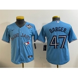 Youth Toronto Blue Jays #47 Addison Barger Blue 2025 World Series Cool Base Stitched Baseball Jersey Youth Toronto Blue Jays #47 Addison Barger Blue 2025 World Series Cool Base Stitched Baseball Jersey