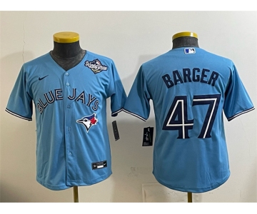 Youth Toronto Blue Jays #47 Addison Barger Blue 2025 World Series Cool Base Stitched Baseball Jersey