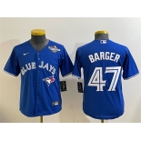 Youth Toronto Blue Jays #47 Addison Barger Royal 2025 World Series Cool Base Stitched Baseball Jersey Youth Toronto Blue Jays #47 Addison Barger Royal 2025 World Series Cool Base Stitched Baseball Jersey
