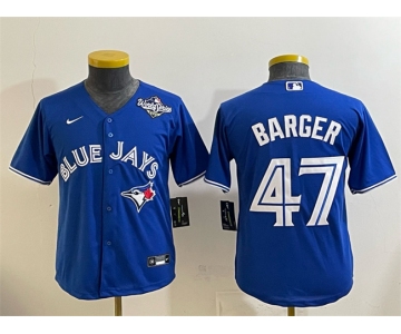 Youth Toronto Blue Jays #47 Addison Barger Royal 2025 World Series Cool Base Stitched Baseball Jersey