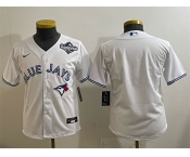 Youth Toronto Blue Jays Blank White 2025 World Series Cool Base Stitched Baseball Jersey Youth Toronto Blue Jays Blank White 2025 World Series Cool Base Stitched Baseball Jersey