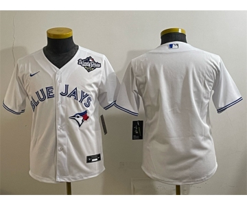 Youth Toronto Blue Jays Blank White 2025 World Series Cool Base Stitched Baseball Jersey