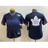 Youth Toronto Blue Jays & Leafs Navy 2025 World Series City Connect With White Leafs Logo Limited Stitched Baseball Jersey Youth Toronto Blue Jays & Leafs Navy 2025 World Series City Connect With White Leafs Logo Limited Stitched Baseball Jersey
