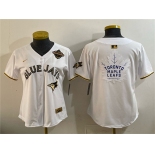 Youth Toronto Blue Jays & Leafs White Gold 2025 American League Champions With White Leafs Logo Limited Stitched Baseball Jersey Youth Toronto Blue Jays & Leafs White Gold 2025 American League Champions With White Leafs Logo Limited Stitched Baseball Jersey