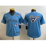 Youth Toronto Blue Jays Team Big Logo Blue 2025 World Series Cool Base Stitched Baseball Jersey Youth Toronto Blue Jays Team Big Logo Blue 2025 World Series Cool Base Stitched Baseball Jersey