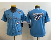 Youth Toronto Blue Jays Team Big Logo Blue 2025 World Series Cool Base Stitched Baseball Jersey Youth Toronto Blue Jays Team Big Logo Blue 2025 World Series Cool Base Stitched Baseball Jersey