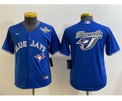 Youth Toronto Blue Jays Team Big Logo Royal 2025 World Series Cool Base Stitched Baseball Jersey Youth Toronto Blue Jays Team Big Logo Royal 2025 World Series Cool Base Stitched Baseball Jersey