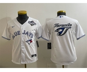 Youth Toronto Blue Jays Team Big Logo White 2025 World Series Home Cool Base Stitched Baseball Jersey Youth Toronto Blue Jays Team Big Logo White 2025 World Series Home Cool Base Stitched Baseball Jersey