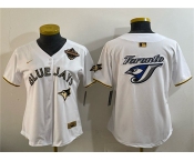 Youth Toronto Blue Jays Team Big Logo White Gold 2025 American League Champions Limited Stitched Jersey Youth Toronto Blue Jays Team Big Logo White Gold 2025 American League Champions Limited Stitched Jersey
