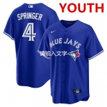Youth toronto blue jays #4 george springer blue stitched mlb cool base nike jersey Youth toronto blue jays #4 george springer blue stitched mlb cool base nike jersey