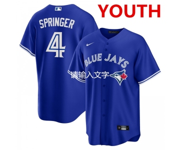 Youth toronto blue jays #4 george springer blue stitched mlb cool base nike jersey