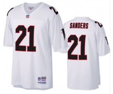 Men's Atlanta Falcons #21 Deion Sanders White Throwback Jersey