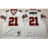 Men's Atlanta Falcons #21 Deion Sanders White Throwback Stitched Football Jersey