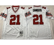 Men's Atlanta Falcons #21 Deion Sanders White Throwback Stitched Football Jersey