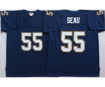 Mitchell And Ness 1994 Chargers #55 Junior Seau Navy Blue Throwback Stitched NFL Jersey