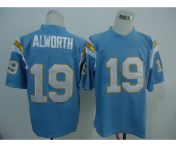 San Diego Chargers #19 Lance Alworth Light Blue Throwback Jersey