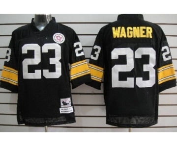 Pittsburgh Steelers #23 Mike Wagner Black Throwback Jersey
