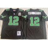 Men's Philadelphia Eagles #12 Randall Cunningham Black Throwback Stitched Football Jersey