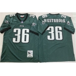 Men's Philadelphia Eagles #36 Brian Westbrook Green Throwback Football Stitched Jersey