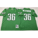 Men's Philadelphia Eagles #36 Brian Westbrook Kelly Green Throwback Stitched Football Jersey