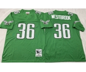 Men's Philadelphia Eagles #36 Brian Westbrook Kelly Green Throwback Stitched Football Jersey