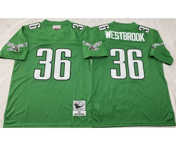 Men's Philadelphia Eagles #36 Brian Westbrook Kelly Green Throwback Stitched Football Jersey