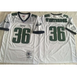 Men's Philadelphia Eagles #36 Brian Westbrook White Throwback Stitched Football Jersey