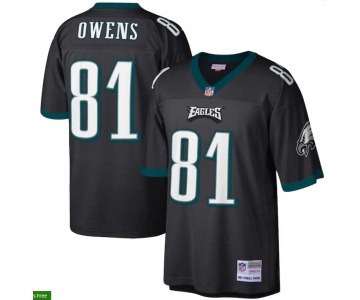Mens Philadelphia Eagles #81 Terrell Owens Mitchell & Ness 2004 Black Throwback Legacy Jersey