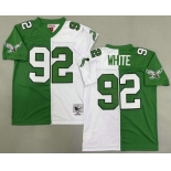 Men's Philadelphia Eagles #92 Reggie White Green White Split 1990 Throwback Jersey