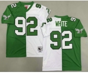 Men's Philadelphia Eagles #92 Reggie White Green White Split 1990 Throwback Jersey