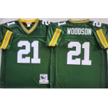 Men's Green Bay Packers #21 Charles Woodson Green Throwback Stitched Football Jersey