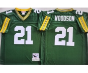 Men's Green Bay Packers #21 Charles Woodson Green Throwback Stitched Football Jersey
