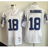 Men's Indianapolis Colts #18 Peyton Manning White Throwback Stitched Football Jersey Men's Indianapolis Colts #18 Peyton Manning White Throwback Stitched Football Jersey