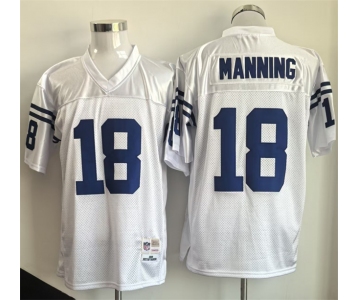 Men's Indianapolis Colts #18 Peyton Manning White Throwback Stitched Football Jersey