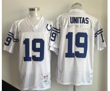 Men's Indianapolis Colts #19 Johnny Unitas White Throwback Stitched Football Jersey