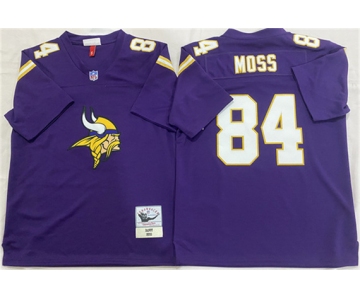 Men's Minnesota Vikings #84 Randy Moss Purple Throwback Football Stitched Jersey