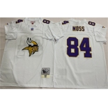 Men's Minnesota Vikings #84 Randy Moss White Throwback Football Stitched Jersey