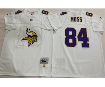Men's Minnesota Vikings #84 Randy Moss White Throwback Football Stitched Jersey