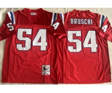 Men's New England Patriots #54 Tedy Bruschi Red Throwback Stitched Football Jersey