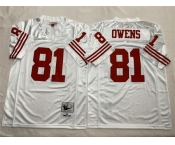 Men's New York Giants #81 Terrell Owens White Throwback Stitched Football Jersey