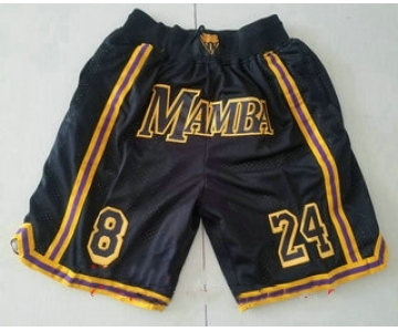 Men's Black Mamba #8 #24 Kobe Bryant Black Just Don Swingman Throwback Shorts