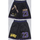 Men's Los Angeles Lakers #23 LeBron James Black 2025 Shorts Men's Los Angeles Lakers #23 LeBron James Black 2025 Shorts