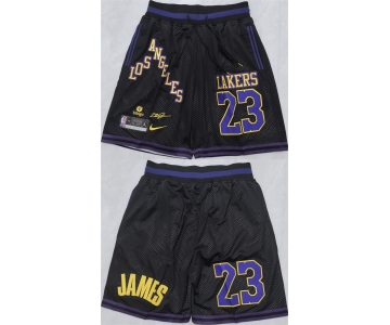 Men's Los Angeles Lakers #23 LeBron James Black 2025 Shorts