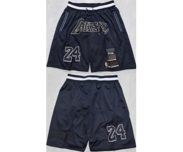 Men's Los Angeles Lakers #24 Kobe Bryant Black 2025 Shorts