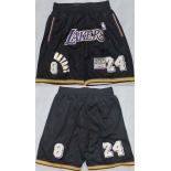Men's Los Angeles Lakers #24 Kobe Bryant Black Shorts Men's Los Angeles Lakers #24 Kobe Bryant Black Shorts