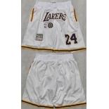 Men's Los Angeles Lakers #24 Kobe Bryant White 2025 Shorts Men's Los Angeles Lakers #24 Kobe Bryant White 2025 Shorts