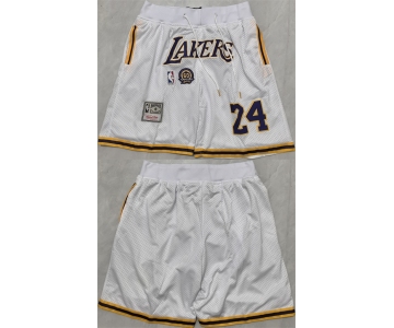 Men's Los Angeles Lakers #24 Kobe Bryant White 2025 Shorts