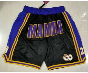 Men's Los Angeles Lakers #8 #24 Kobe Bryant Black Mamba Black Just Don Swingman Throwback Shorts